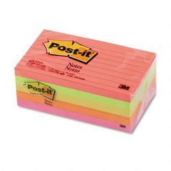 3M Post it® Neon Color Ruled Note Pads, 3 x 5 Size, 5 Pads/Pack
