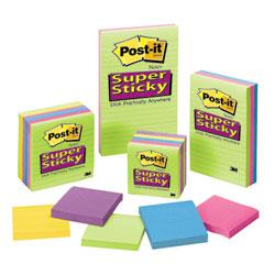3M Post it® Super Sticky Ultra Notes, 3 x 3, Assorted Colors, 5 Pads/Pack