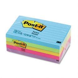 3M Post it® Ultra Color Ruled Note Pads, 3 x 5 Size, 5 Pads/Pack