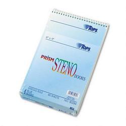 Tops Business Forms Prism 6x9 Gregg Ruled Steno Notebook, 80 Perforated Blue Sheets/Book, 4 Books/Pack