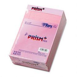 Tops Business Forms Prism™ Plus Jr. Legal Rule Writing Pads, 5x8, Pastel Pink, 50 Sheets/Pad, 12/Pack