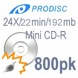 Bastens Prodisc Mini CD-R silver inkjet hub printable 22min/192mb/24x with sleeves