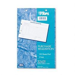 Tops Business Forms Purchase Requisition Pad, 10 Lines, 5 1/2x8 1/2, 100 sheets/Pd, 2 Pds/Pack