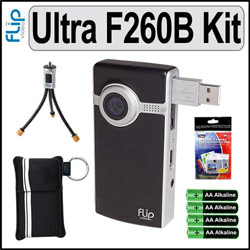 Pure Digital Flip Video Ultra Series F260B 60 Minute Black Camcorder + Accessory Kit