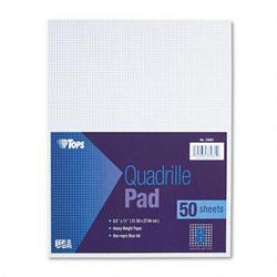Tops Business Forms Quadrille Pad, 8 1/2 x 11, 8 Squares/Inch, 20 lb., 50 Sheets/Pad