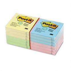 3M Recycled Assorted Pastel Color Post it® Plain Note Pads, 3 x 3, 12 Pads/Pack
