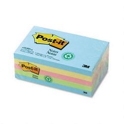 3M Recycled Assorted Pastel Color Post it® Plain Note Pads, 3 x 5, 5 Pads/Pack