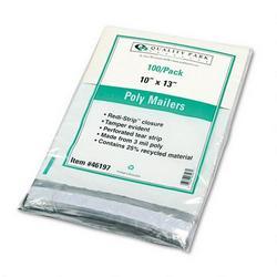 Quality Park Recycled Plain White Poly Mailers with Redi Strip™ Closure, 10 x 13, 100/Pack