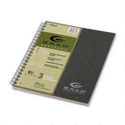 Mead Products Recycled Twin Wire 3 Subject College Rule Notebook, 11 x 8 1/2, 138 Sheets