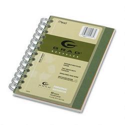 Mead Products Recycled Twin Wire Single Subject College Rule Notebook, 7 x 5, 80 Sheets