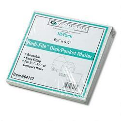 Quality Park Redi File™ Diskette/CD Pocket/Mailer for One CD or 3.5 Diskette, 10/Pack