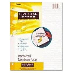 Mead Products Reinforced Filler Paper, 3 Hole, College Ruled, 11 x 8 1/2, 100 Sheets/Pack