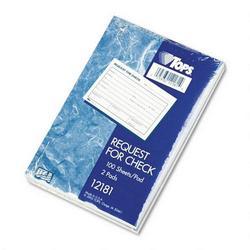 Tops Business Forms Request For Check Pad, 6 x 4, 100 Sheets/Pad, 2 Pads/Pack