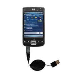 Gomadic Retractable USB Cable for the HP iPaq 214 with Power Hot Sync and Charge capabilities - Bran