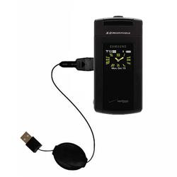 Gomadic Retractable USB Cable for the Samsung Flipshot with Power Hot Sync and Charge capabilities - Gomadic