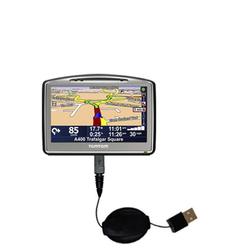 Gomadic Retractable USB Cable for the TomTom Go 920 with Power Hot Sync and Charge capabilities - Br