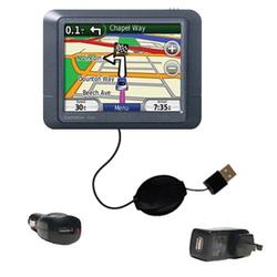 Gomadic Retractable USB Hot Sync Compact Kit with Car & Wall Charger for the Garmin Nuvi 255 - Brand