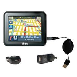 Gomadic Retractable USB Hot Sync Compact Kit with Car & Wall Charger for the LG LN835 - Brand w/ Tip