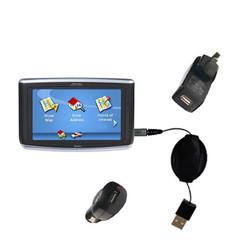 Gomadic Retractable USB Hot Sync Compact Kit with Car & Wall Charger for the Magellan Maestro 5340 - Gomadic