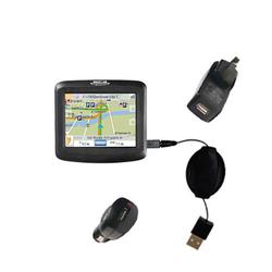 Gomadic Retractable USB Hot Sync Compact Kit with Car & Wall Charger for the Magellan Roadmate 1200 - Gomadi