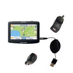 Gomadic Retractable USB Hot Sync Compact Kit with Car & Wall Charger for the Magellan Roadmate 1400 - Gomadi