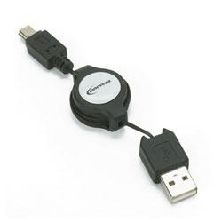 INNOVERA Retractable USB to Mini USB Sync Cable, Compact Size
