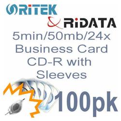 Bastens Ritek RiData Business Card CD-R silver 5min/50mb/24X with sleeves
