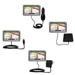 Gomadic Road Warrior Kit for the Garmin Nuvi 205W includes a Car & Wall Charger AND USB cable AND Battery Ex