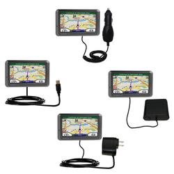 Gomadic Road Warrior Kit for the Garmin Nuvi 770 includes a Car & Wall Charger AND USB cable AND Battery Ext