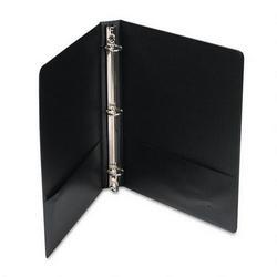 Universal Office Products Round Ring Binder, With Label Holder, Suede Finish Vinyl, 1 Capacity, Black