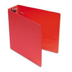 Universal Office Products Round Ring Binder with Label Holder, Suede Finish Vinyl, 3 Capacity, Red