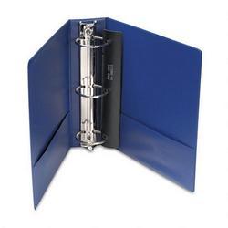 Universal Office Products Round Ring Binder with Label Holder, Suede Finish Vinyl, 3 Capacity, Royal Blue