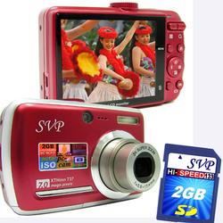 SVP Xthinn 737 Red - 7 Mega Pixels Digital Camera/ Video Recorder/ CCD Sensor/ 3X Optical Zoom + 2GB