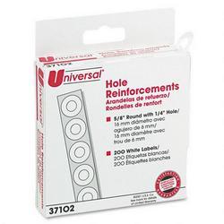 Universal Office Products Self Adhesive White Hole Reinforcements, 1/4 Hole Diameter, 200/Dispenser Pack