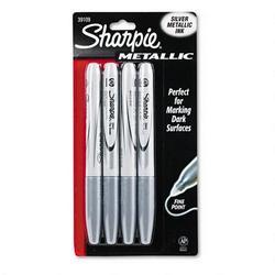 Faber Castell/Sanford Ink Company Sharpie® Metallic Permanent Markers, Four Marker Pack, 1.0mm Fine Point, Silver