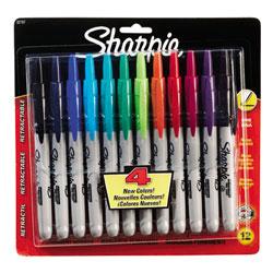 Sanford Sharpie® RT Retractable Permanent Markers, 12 Color Set, Assorted Colors