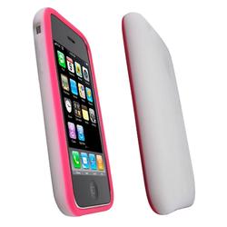 Eforcity Silicone Skin Case for Apple iPhone 3G, White w/ Pink Trim by Eforcity