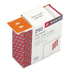 Smead Manufacturing Co. Single Digit Numerical End Tab Labels, White # 4, Orange Background, 250/Roll