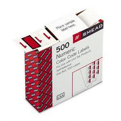Smead Manufacturing Co. Single Digit Numerical End Tab White Labels in Dispenser Box, Red #1, 500/Roll