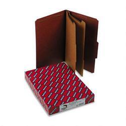 Smead Manufacturing Co. Six Section Pressboard Classification Folders, 2/5 Self Tab, Legal, Red, 10/Box