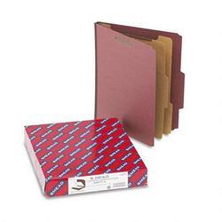 Smead Manufacturing Co. Six Section Pressboard Classification Folders, Letter, Self Tab, Red, 10/Box