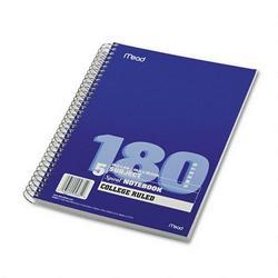 Mead Products Spiral® Bound 5 Subject Notebook, 10 1/2 x 8 Size, 180 Sheets
