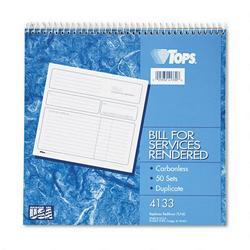 Tops Business Forms Spiralbound Labor & Service Invoice Book, Duplicate Style, 50 Sets/Book
