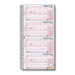 Tops Business Forms Spiralbound Phone Call Message Book, 4 Forms/Page, 400 Sets/Book