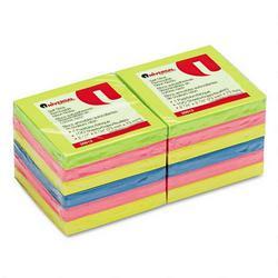 Universal Office Products Standard Self Stick Neon 3x3 Notes, Assorted, 12 100 Sheet Pads/Pack