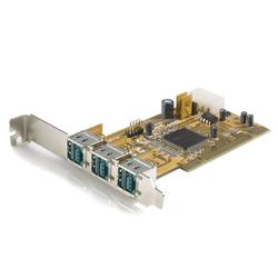 STARTECH.COM StarTech.com 3 Port PCI 12V PoweredUSB Adapter Card - 3 x Male USB 2.0 - Powered USB, 1 x 9-pin - USB Internal - Plug-in Card