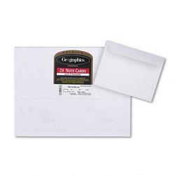Geographics Thank You Cards, 65 lb., 24 Cards/25 Envelopes per Pack. White/Silver Foil