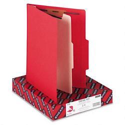Smead Manufacturing Co. Top Tab Classification Folders, Four Sections, 1 Divider, Red