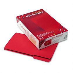 Smead Manufacturing Co. Top Tab File Folders, Double Ply Top, 1/3 Cut, Legal, Red, 100/Box