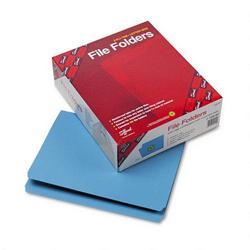 Smead Manufacturing Co. Top Tab File Folders, Double Ply Top, Straight Cut, Letter, Blue, 100/Box